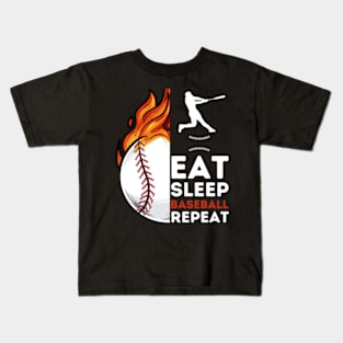 eat sleep repeat baseball funny Kids T-Shirt